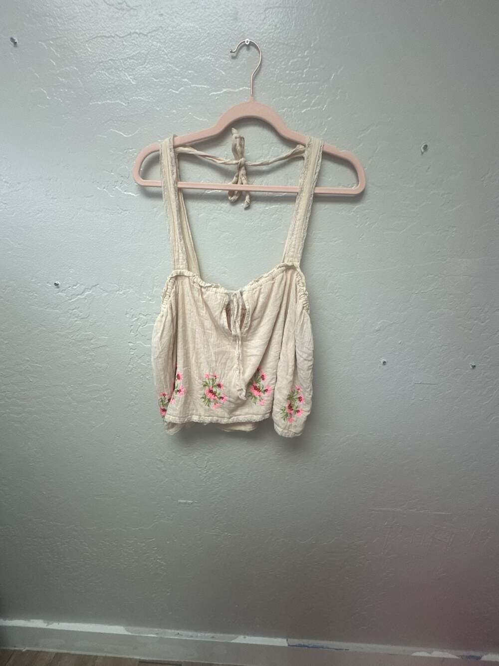 Free People Golden Hour Embroidered Gauze Camisole Top